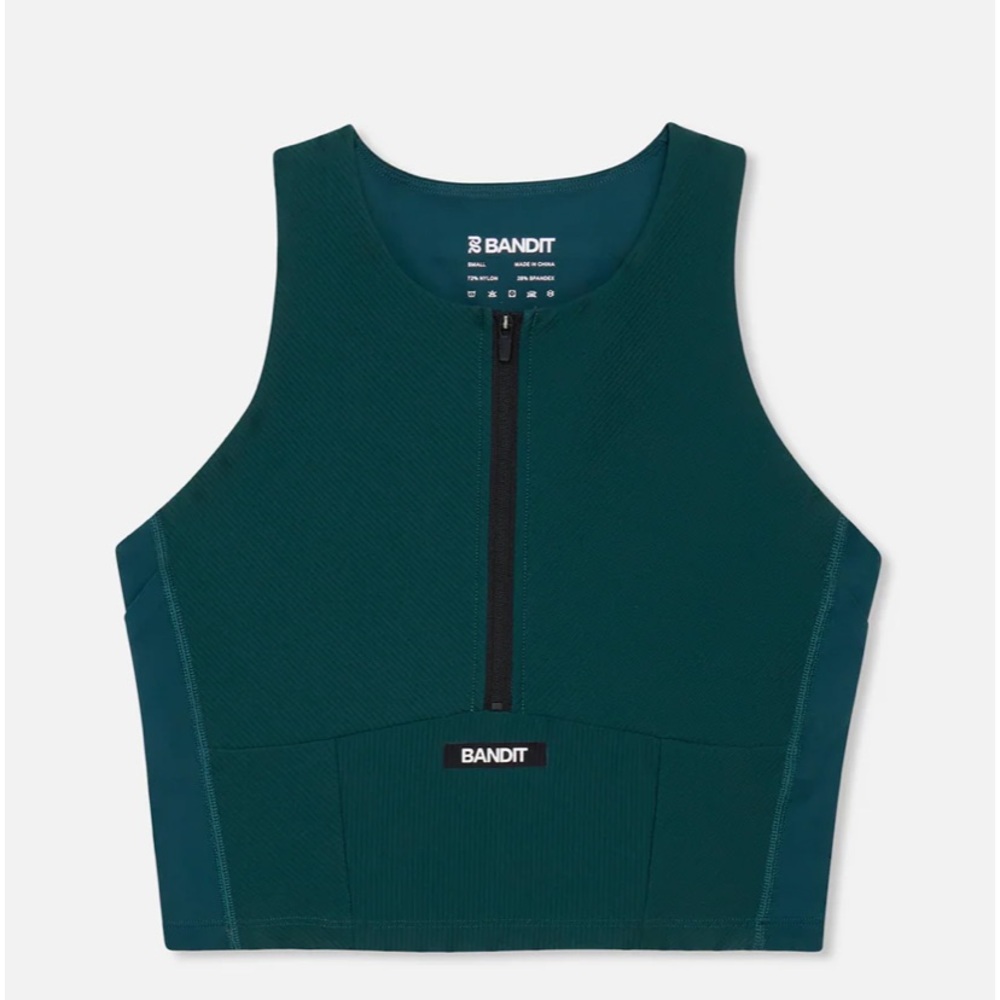 Bandit Cadence Zip Front Race Crop - Pine, XS